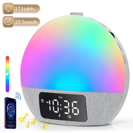 Doulami Sunrise Alarm Clock Wake Up Light White Noise Machine Natural Wake-Up Light with 25 Sleep Sounds & 17 Lights