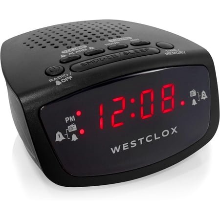 Dual Alarm Clock Radio 0.6 Red LED Display, FM Radio with 20 Presets, Adjustable Brightness, Snooze & Battery Backup, Digital FM Clock Radio Alarm for Bedrooms (Black)
