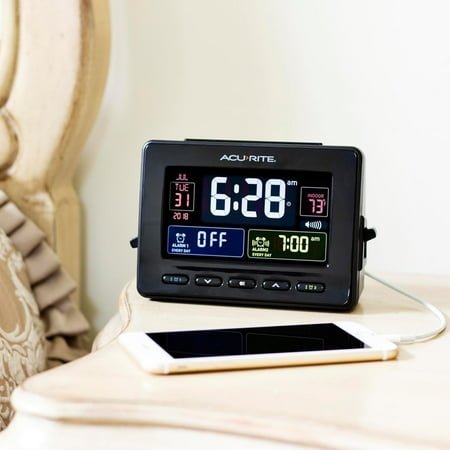 Dual Alarm Clock with USB Charging, Black