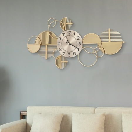 Dwellnix Geometric Design Gold Wall Clock with Silent Movement, Accurate Time, Easy Installation, Ideal for Interior Decoration and Gift Giving