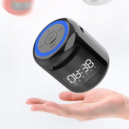 EGYMEN Wireless Bluetooth Speaker, Portable Alarm Clock with FM Radio, Mini Desktop Speaker with Microphone & Night Light, Multi-functional Audio Device for Home, Office, Outdoor Use