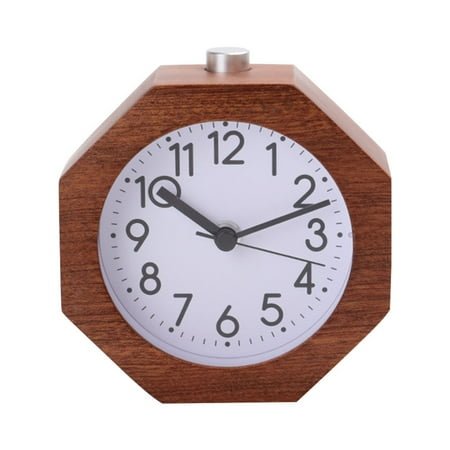 ELAYARD Brown Beech Wooden Alarm Clock for Office and Bedroom