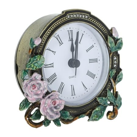 ELAYARD Retro Style Small Vintage Table Clock with Silent Movement for Bedroom Decor