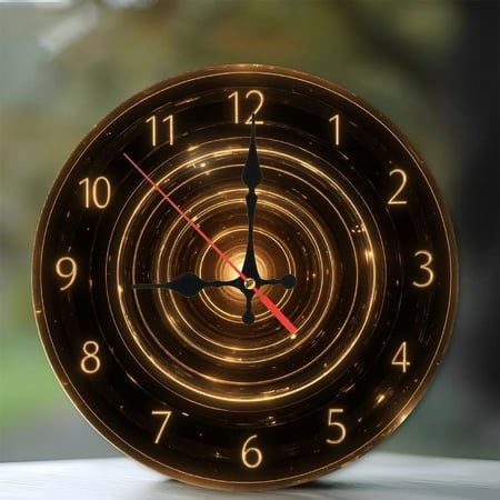 Elegant Modern Round Wall Clock with LED Lights 10-Inch Silent Wooden Wall Clock, Battery Operated (AA Batteries Not Included), Artistic Home Decor