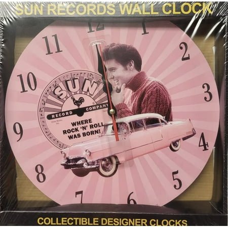 Elvis Presley pink wall clock Sun Records analog 11.8”