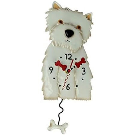 Enesco Westin The West Highland Terrier Dog Sculpted Pendulum Wall Clock, 15 Inch, White