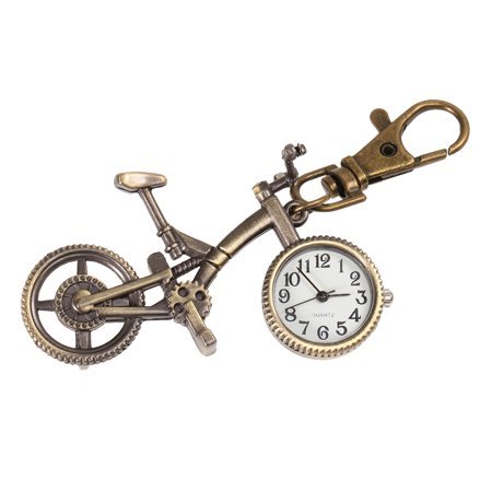 ETHZZLE Coffee Bicycle Shaped Pocket Watch Decorative Alloy Stainless Steel Hanging Clock for 3.5 Inch