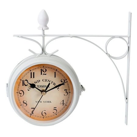 European-style Double-sided Wall Clock Creative Classic Clocks (White)