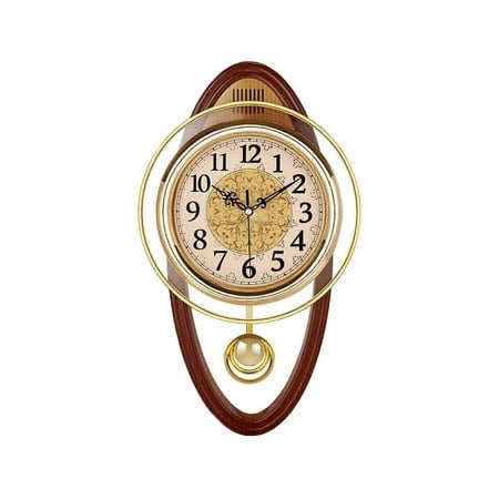 European Pendulum Wall Clock Battery Operated, Silent Quartz Movement, Vintage Style, Hanging Home Decor