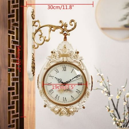 European Vintage Wall Clock Double Sided Hanging Wall Watch Outdoor Waterproof