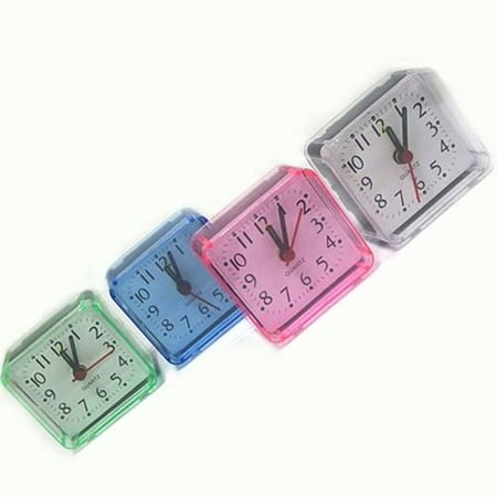 Fairnull Bed Travel Mini Portable Compact Square Quartz Beep Table Silent Alarm Clock