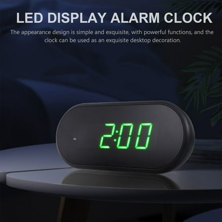 FENGGUIQU 1Pc Desktop LED Clock Green Digital Alarm Clock with Clear Number Display