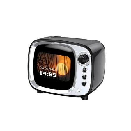 FM Radio Bluetooth Speaker with Alarm Clock, Rechargeable Retro Mini Wireless Speaker, LCD Touch Screen Display, Support TF Card, Vintage Decor Perfect for Party,Office,Home,Bedroom,Kitchen,Outdoor