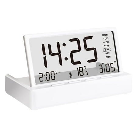 Foldable Digital Alarm Clock With Temperature Date Display Energy Saving Clear LCD Display For Bedroom Nightstands