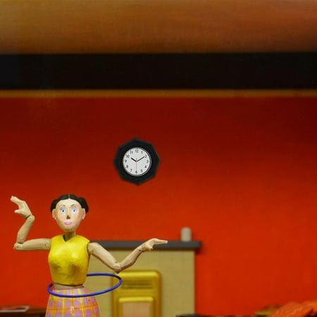 FONDOTIN Dollhouse Furniture Set Octagon Clock Black Wood 1Pack Living Room Setup