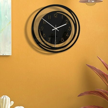 FONDOTIN Transparent Wall Clock Oval Battery Operated Creative Decoration Large Vintage Home