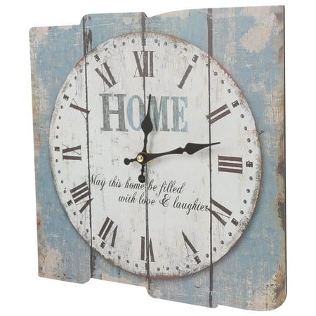 FRCOLOR Square Rustic Wooden Clock Farmhouse Worn Decorative Roman Numeral Wall Clock Chic and DIY Home Decor Accents for the Kitchen Living Room and Bedroom Battery Operated