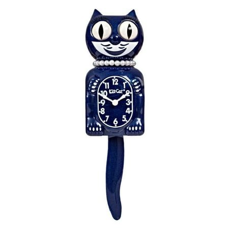 Galaxy Blue Lady Kit Cat Clock 15.5 Full Size Kit-Cat Klock Glitter Finish with Moving Eyes and Tail Retro Style
