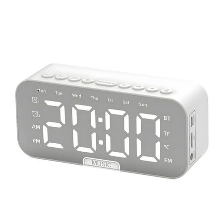 GJX Smart Alarm Clocks,Clock Radios for Bedroom with Bluetooth-Compatible Speaker,Multifunctional Portable Bedside Clock,Dual Alarm,Real-Time Temperature Display