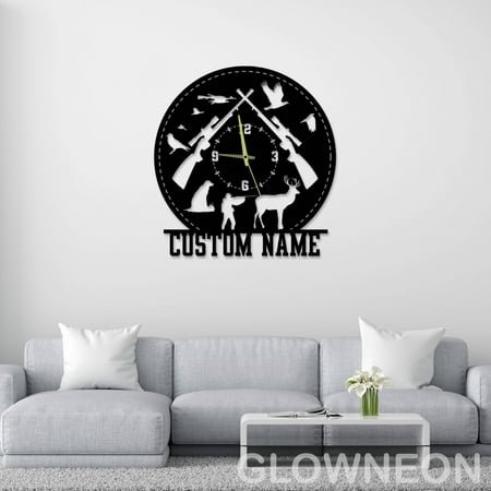 Glowneon Custom Animal Hunting Metal Clock For Hunter Home Wall Decor