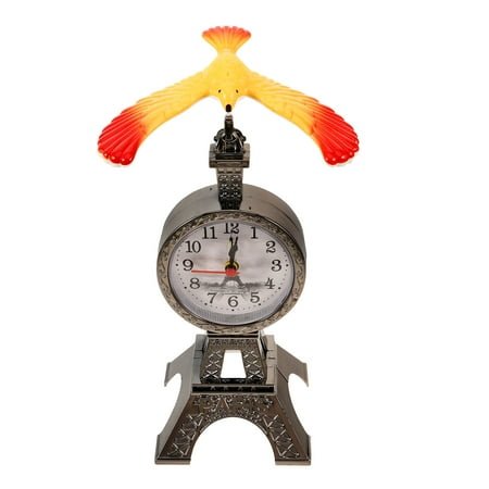 GOOHOCHY Eiffel Tower Shaped Alarm Clock with Vintage Design for Home Decoration in Silver .7 Inches