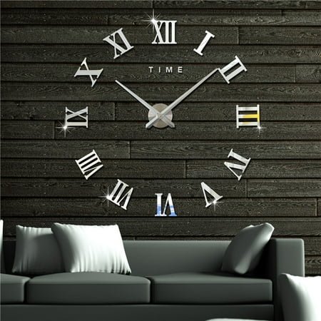 GOOHOCHY Modern Decorative Mirror Wall Clock Acrylic Silver 1Pcs Home Decor
