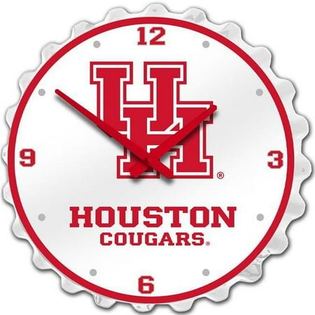 Grimm Industries UH-540-02 Team Spirit Bottle Cap Wall Clock - UH Cougars Primary Logo, Scarlet Red & Albino White