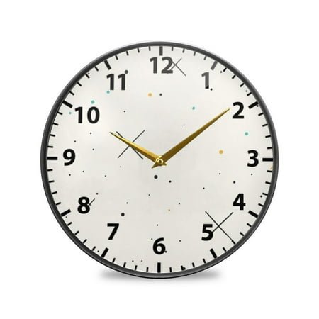 Hand Drawn Simple Patterns Wall Clock Modern Decor Acrylic Clock Golden Hands 9.5in