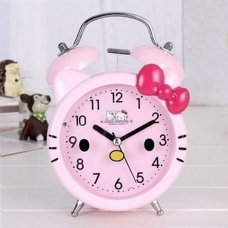 Hello Kitty Cartoon Alarm Clock Kawaii Creative Mute Bedside Alarm Simple Clock Rhinestone Cute Alarm Clock Christmas Gift