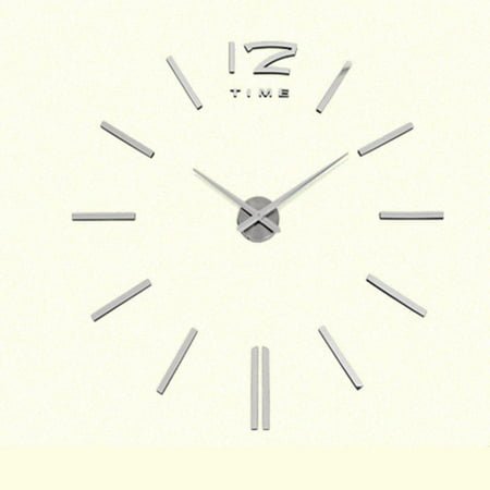 HEMOTON 1 Set Silver Wall Clocks Round Shape Silent Movement For Living Room Decor