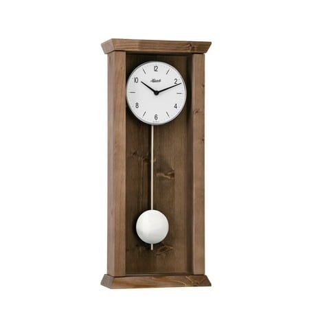 Hermle 22.5 Brown and White Rectangular Pendulum Wall Clock
