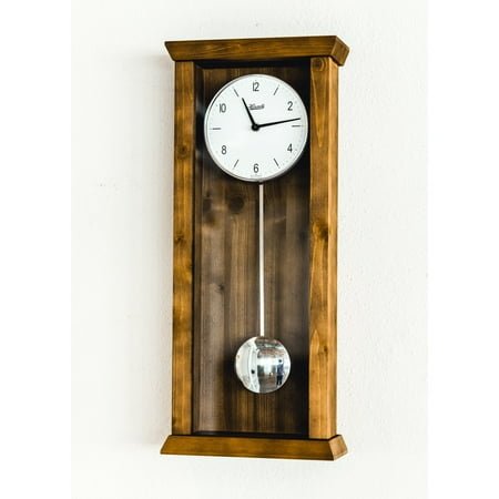 Hermle 22.5 Walnut Brown and White Rectangular Pendulum Wall Clock