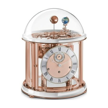 Hermle Westminster Chimes Calendar Mantle Clock - 14 - Rose Gold and White