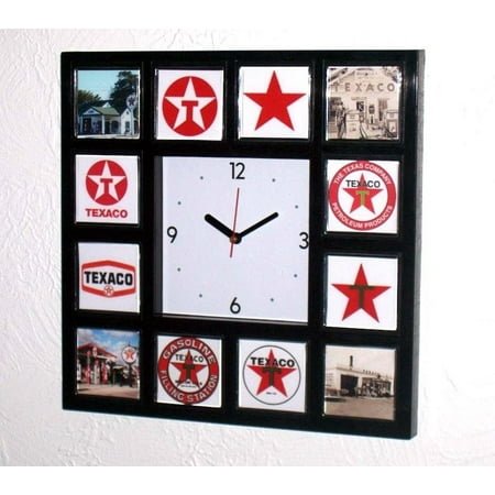 History of Texaco Gas Oil logo Clock with 12 pictures