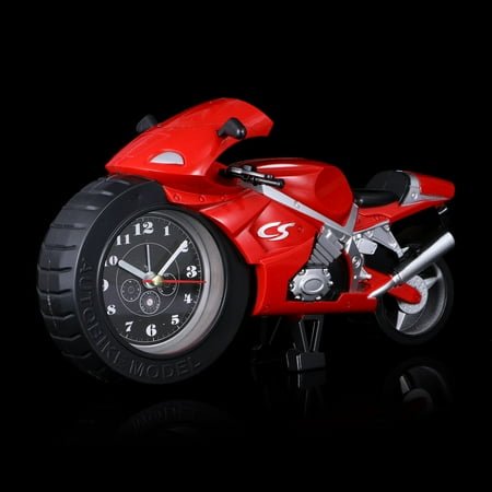 HOMEMAXS Cartoon Motorcycle Alarm Clock Realistic Model Red