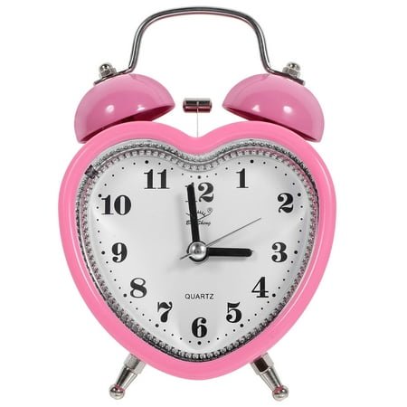 HONITANO 1Pack Pink PVC Alarm Clock For Kids Bedrooms With Heart Shape And Bells