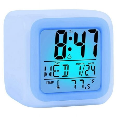 HOT! Alarm Clock Digital Travel for Bedroom Boy Girl,Small Desk Bedside Clocks,Display Time/Date LED Night Light with Snooze