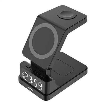 HPZZ Wireless Digital Alarm Clock - 15W Fast Wireless Phone Charger Dock, Desk Charging Station | 4 in 1 Alarm Clock with Smart Technology, Phone Dock and Cradle for Home and Office Travel Business