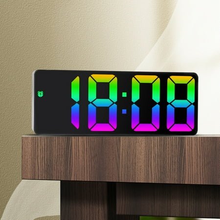 HYLLai LED Digital Alarm Clock with Snooze, USB Powered, Large Display for Bedroom, Date Temperature Display, Night Mode Feature, B