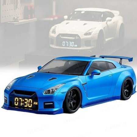 Hypercar Alarm Clock - Realistic Engine & Light Effects, Race Car Clock with LED Display & Engine Revs Sounds Alarms, Unique Sports Car Alarm Clocks for Cars Enthusiasts(Blue)