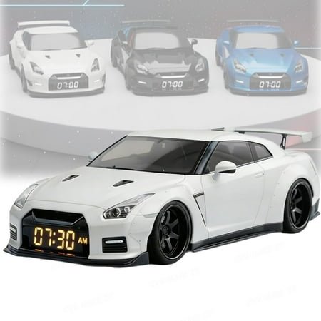 Hypercar Alarm Clock - Realistic Engine & Light Effects, Race Car Clock with LED Display & Engine Revs Sounds Alarms, Unique Sports Car Alarm Clocks for Cars Enthusiasts(White)