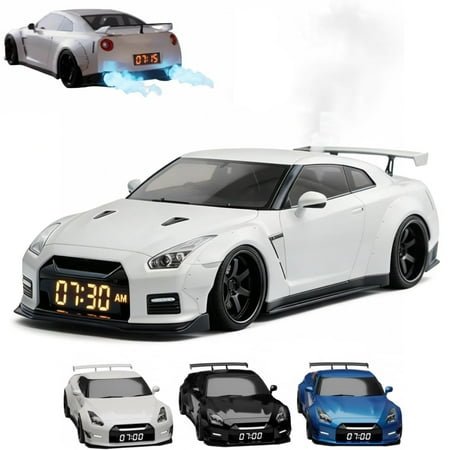 Hyper Car Alarm Clock, Realistic Engine & Light Effects, Crystal Clear LED Display Screen and Dynamic Flame Effects, The Best Gift for Cars Enthusiasts (White)