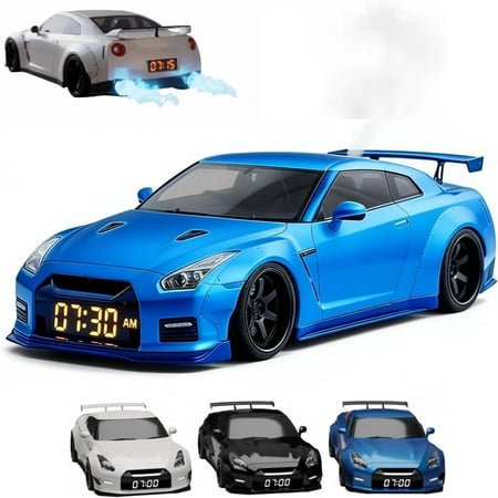 Hypercar Alarm Clock, Realistic Engine & Light Effects, Sports Car Ornament, Sports Car Alarm Clock with Crystal Clear LED Display Screen, The Best Gift for Cars Enthusiasts (Blue)