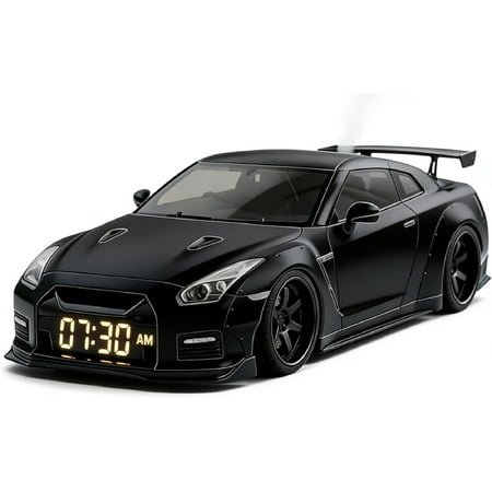 Hyper Car Alarm Clock, Sports Car Ornament, Sports Car Alarm Clock with Crystal Clear LED Display Screen,for Bedroom, Office, Game Room, and More (Black)