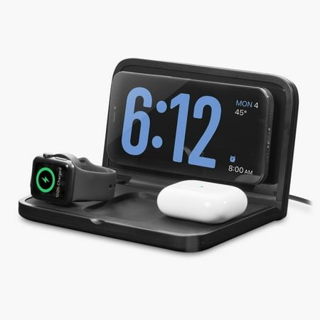 iHome Travel Clock Includes Wireless Chargers for iPhone, AirPods, and Apple Watch (iWW7)