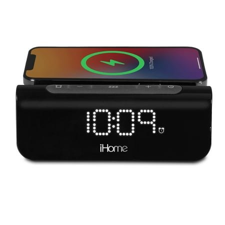 iHome Wireless Charger with Digital Alarm Clock, USB-A and USB-C Charging (iW23)