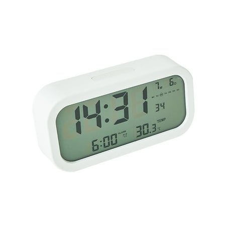 IMossad Scandinavian Style Battery-Powered Electronic Clock - 170° Wide Angle LCD Display, Alarm, Week, Date, Temperature, and Luminous Functionality