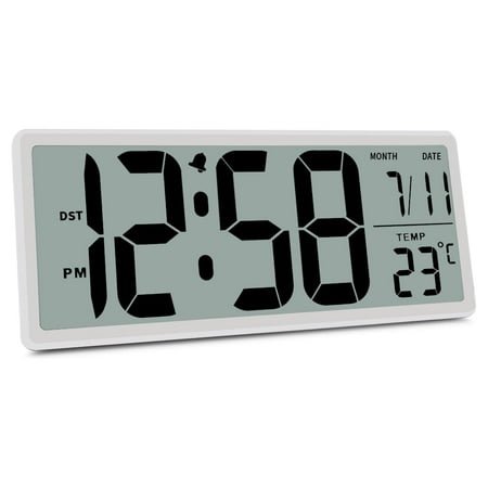 iMotion 14.5'' Large Digital Wall Clock Battery Operated with Jumbo Numbers, Temperature and Date - Easy to Read and Set, Auto DST