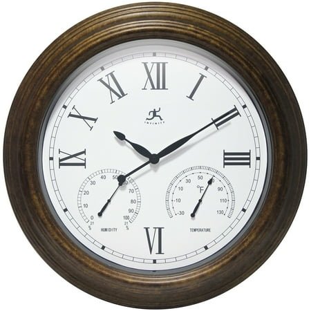 Infinity Instruments Noble Indoor/Outdoor Wall Clock, Antique Gold, 18.5