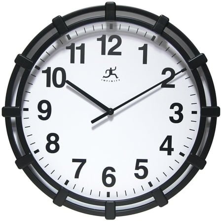 Infinity Instruments Skipper Plastic 16 Indoor Wall Clock with Quartz Movement for Accurate Timekeeping, Black